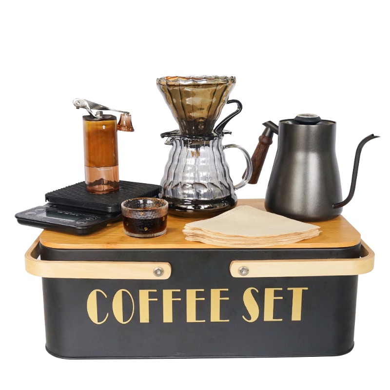 Pour Pot Aluminum - Draagbare koffiemachineset met keramische handmatige zetkan,