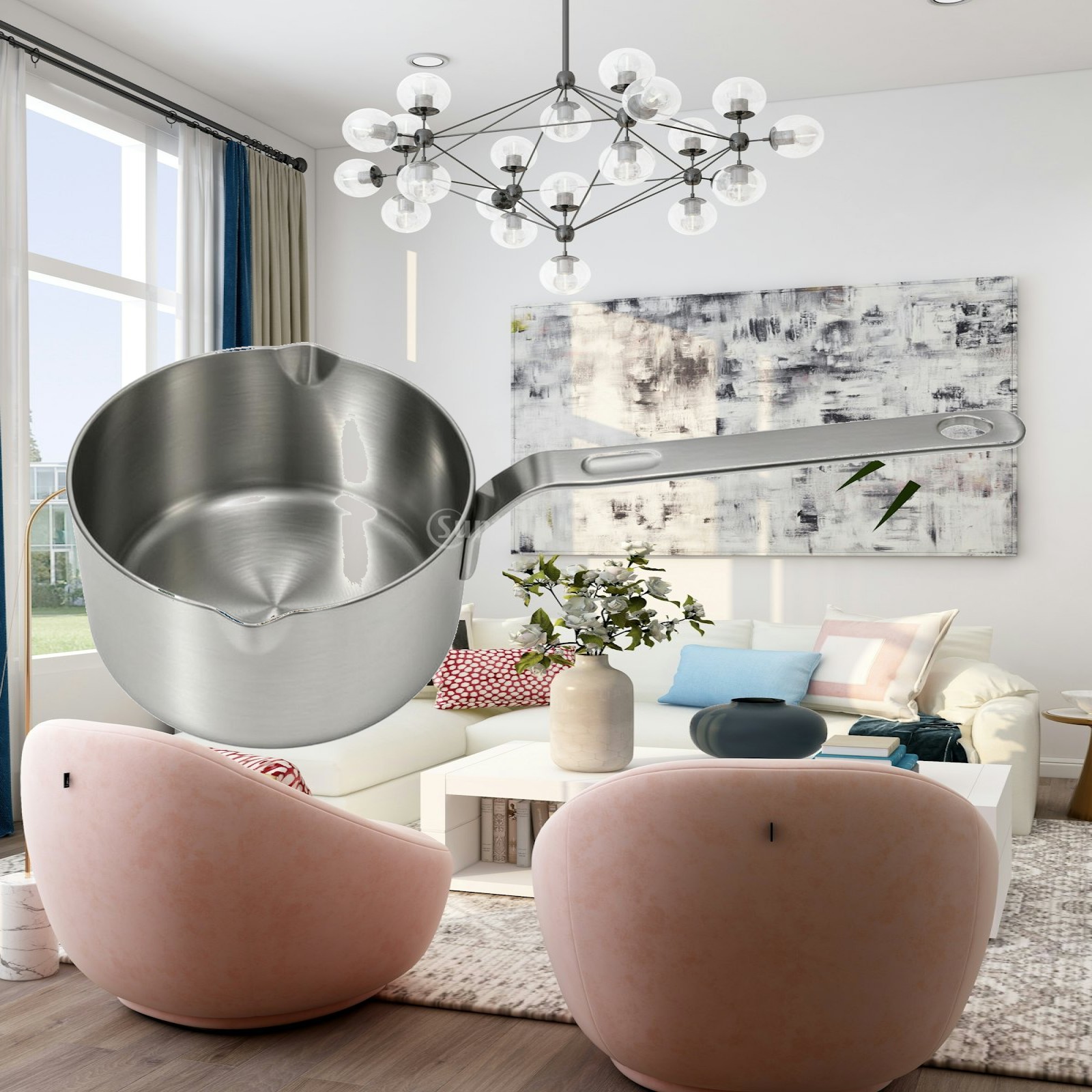Pour Pot Aluminum - Olieverwarmingspan Roestvrijstalen kleine sauspan met schenktuiten